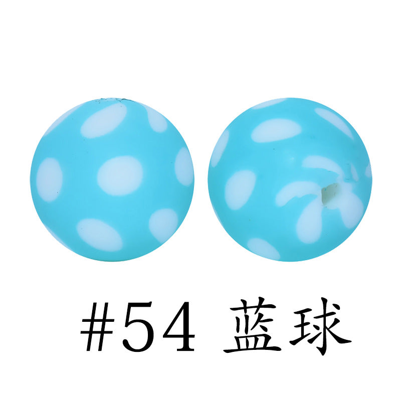 Wholesale 50pcs 16mm Print Silicone Beads Colorful Silicone Water Transfer Beads